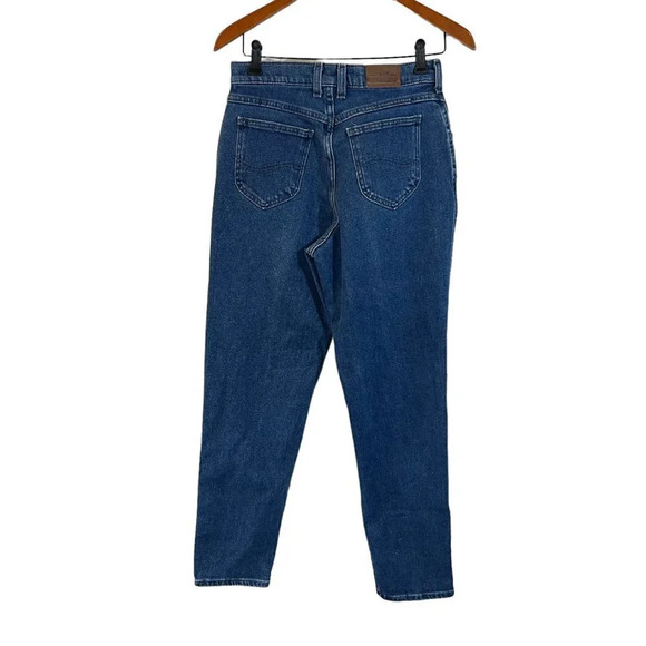 Lee Jeans 90s High Waisted Rise Mom Fit Blue Denim Casual Logo Medium Wash - Picture 2 of 6